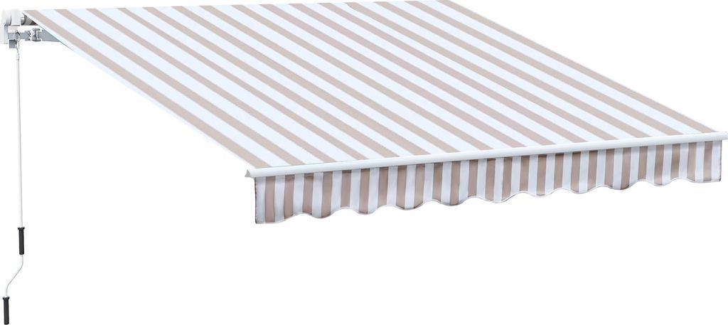 Markise mit Handkurbel, Gelenkarmmarkise, Sonnenschutz, Wandmontage, Balkon, Alu Berge 3 x 2,5 m