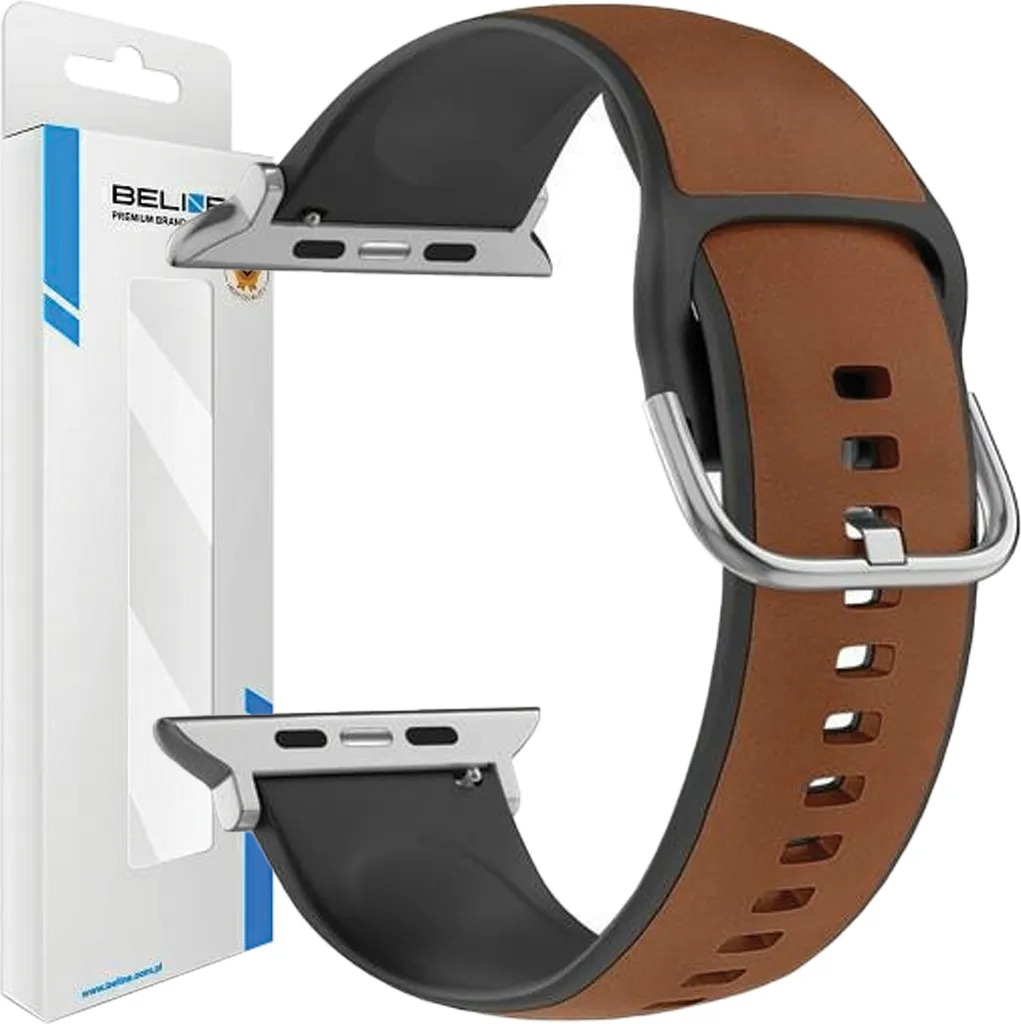 Cinturino Premium Beline per Apple Watch 38/40/41mm Marrone-Nero