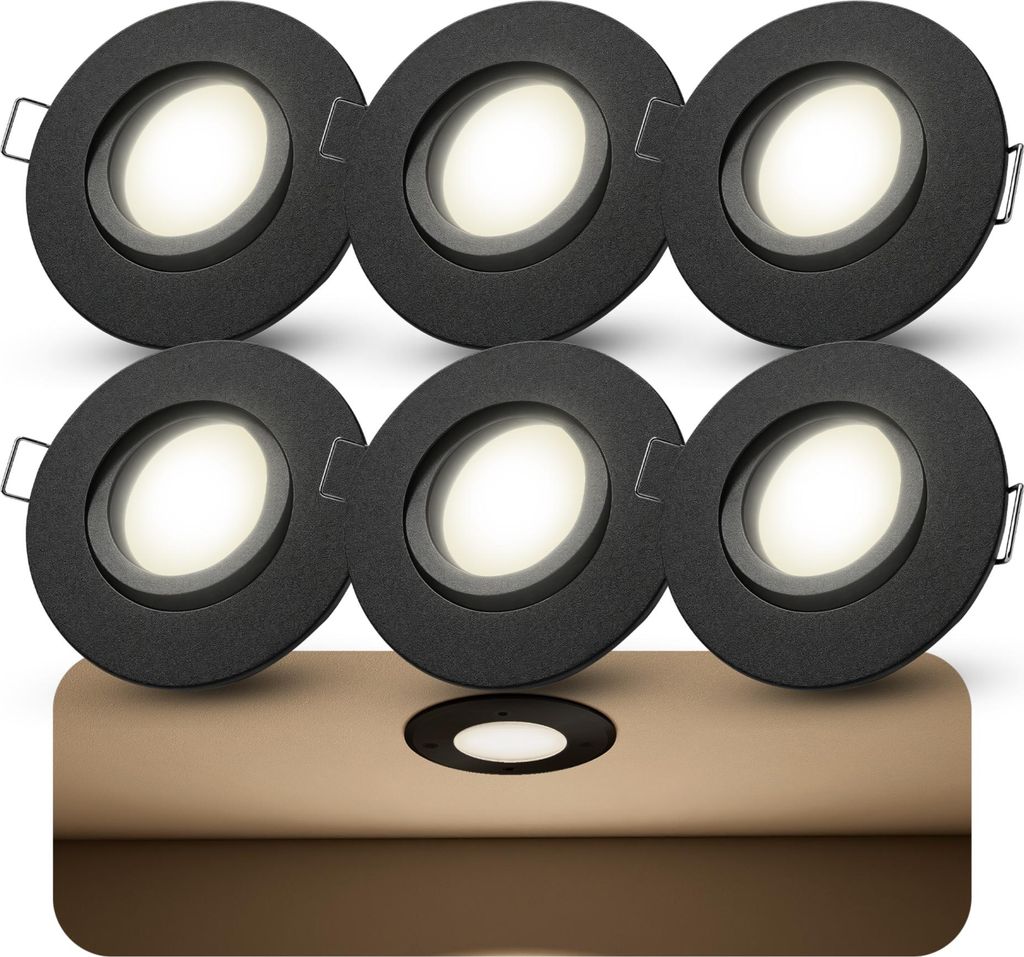 SSC-LUXon 6x ORVIA Spot Deckenleuchte schwenkbar IP65 - inkl. LED Lampe fourSTEP 4W neutralweiß Dimmen ohne Dimmer - Küchenbeleuchtung & Badezimm...