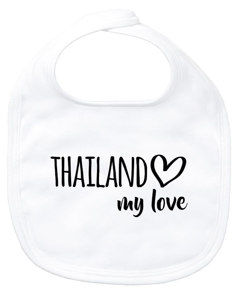 Huuraa Baby Lätzchen Thailand my love White Klettverschluss Baumwolle Latz Geschenkidee