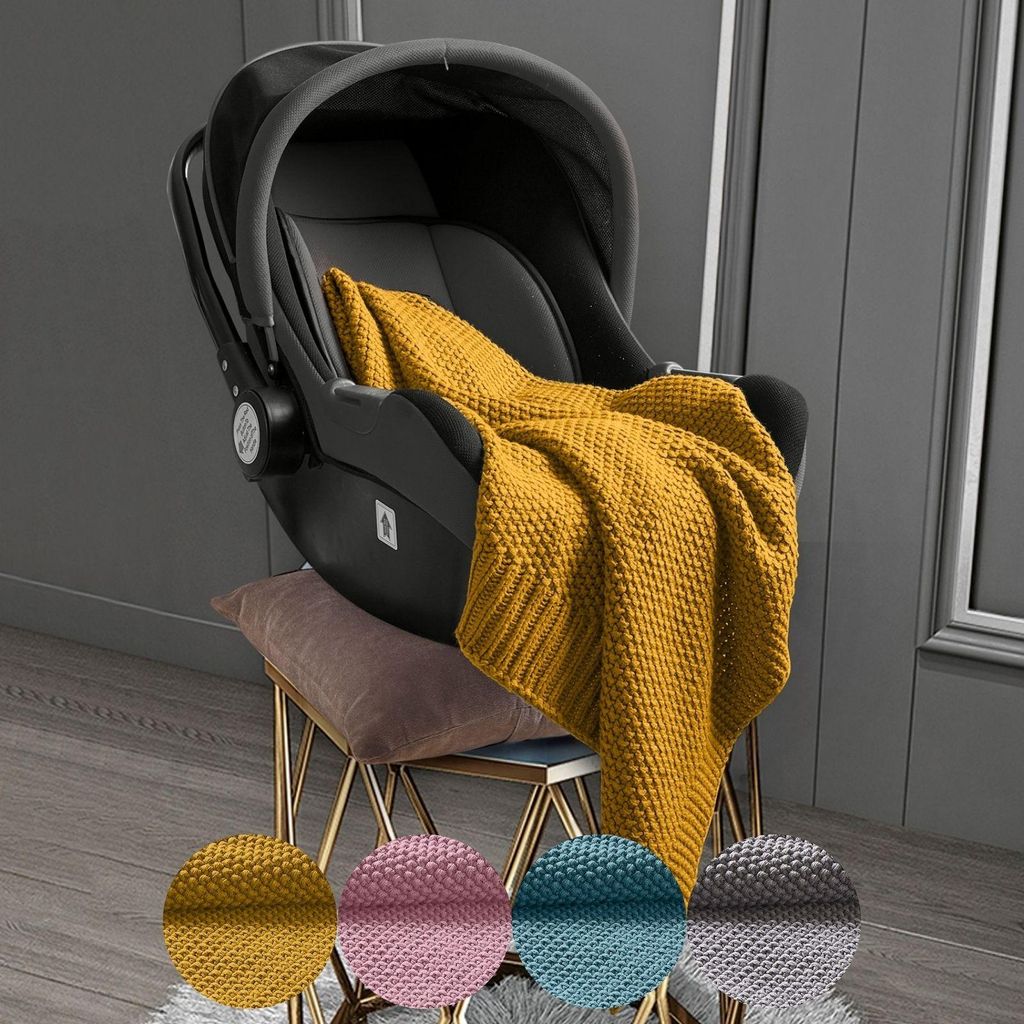 wometo Babydecke Strickdecke OEKO-TEX im Wolle-Look - gelb 70x100 für Jungen und Mädchen