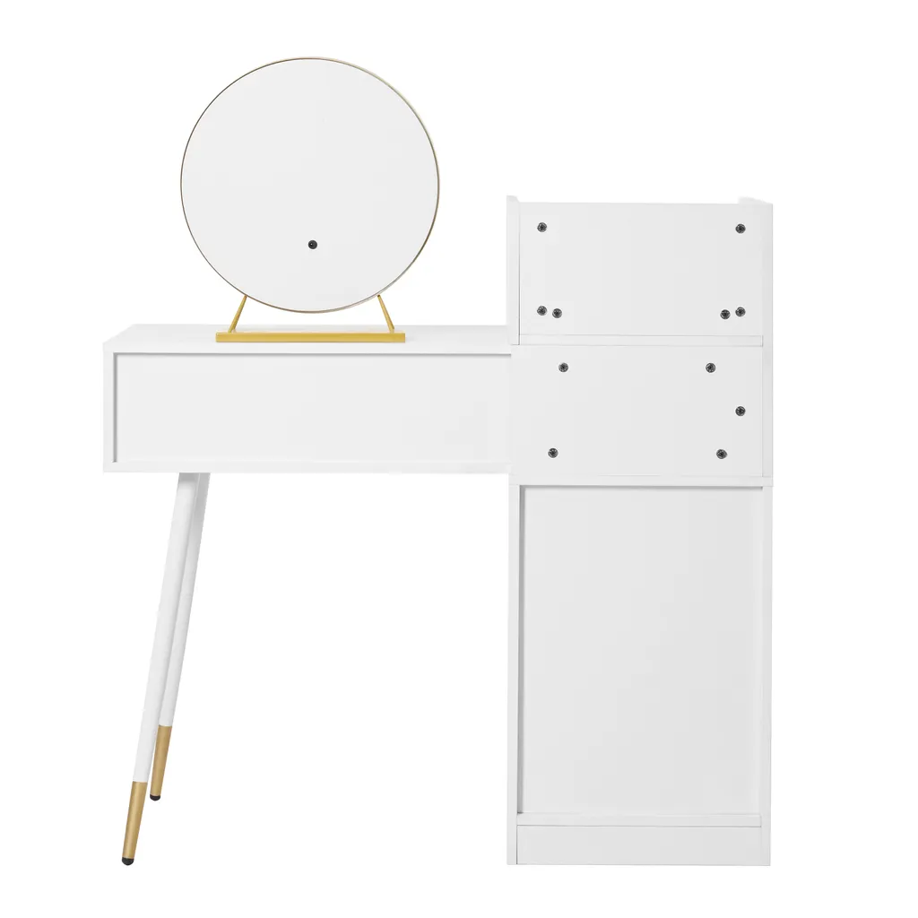 Flieks Coiffeuse Blanche avec Miroir LED, Commode et 6 Tiroirs de Rangement - 8