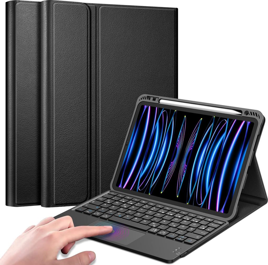 Fintie Tastatur Hülle für iPad Pro 11 2022/2021 / 2020/2018, iPad Pro 11 Hülle mit magnetisch Abnehmbarer Deutscher Tastatur und Touchpad Keyboa...