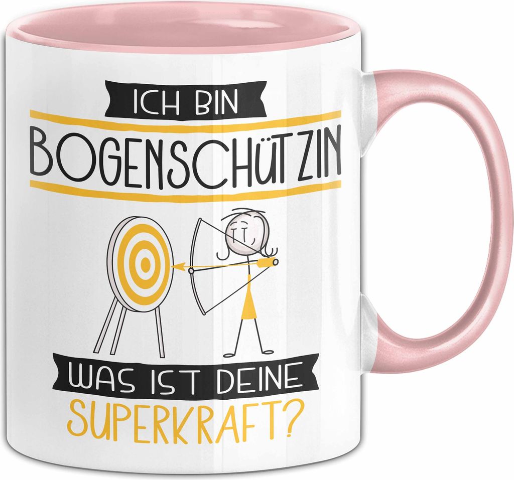 Bogenschützin Geschenk Tasse Ich Bin Bogenschützin Was Ist Deine Superkraft Geschenkidee Lustig Geburtstag Weihnachten (Rosa)