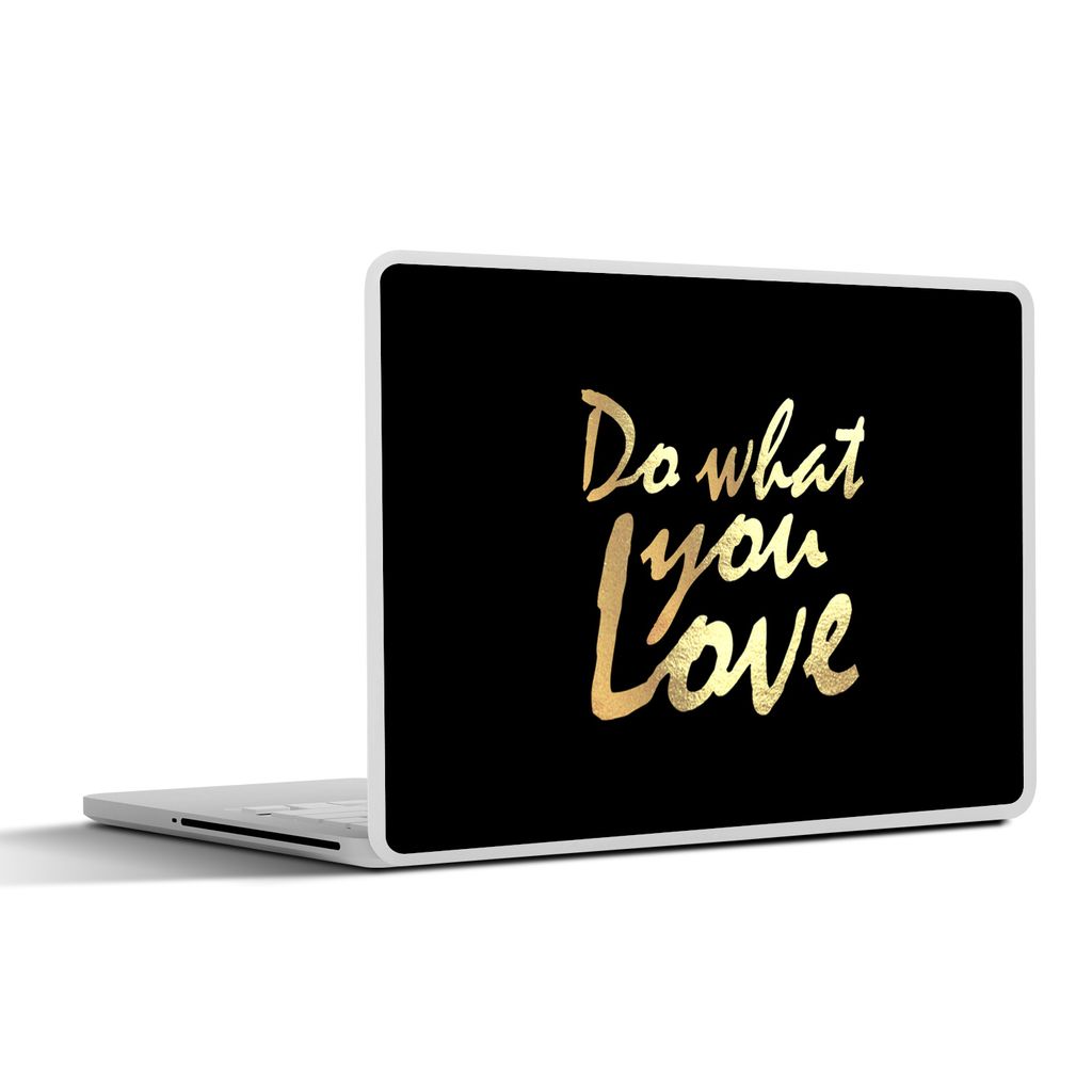 MuchoWow Laptop Aufkleber Sticker Cover Zitat - Liebe - Schwarz - Gold 40x30 cm - Laptop Dekoration - Selbstklebend