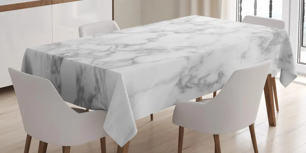 ABAKUHAUS Tovaglia in marmo, motivo granito naturale con effetto marmo artistico sporco e nuvolato, 140 x 170 cm, grigio chiaro sabbia