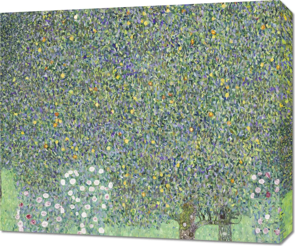 Quadro Vintage Klimt 60x50 - Cespugli di Rose sotto gli Alberi - Tela Fine Art