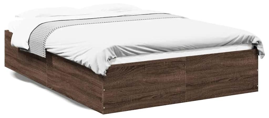 vidaXL Bettgestell Braun Eichen-Optik 135x190 cm Holzwerkstoff