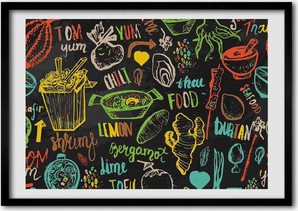 Bild - Bilder - Bilderrahmen - 70 cm x 50 cm - MDF-Rahmen, Wandkunst Thai Essen