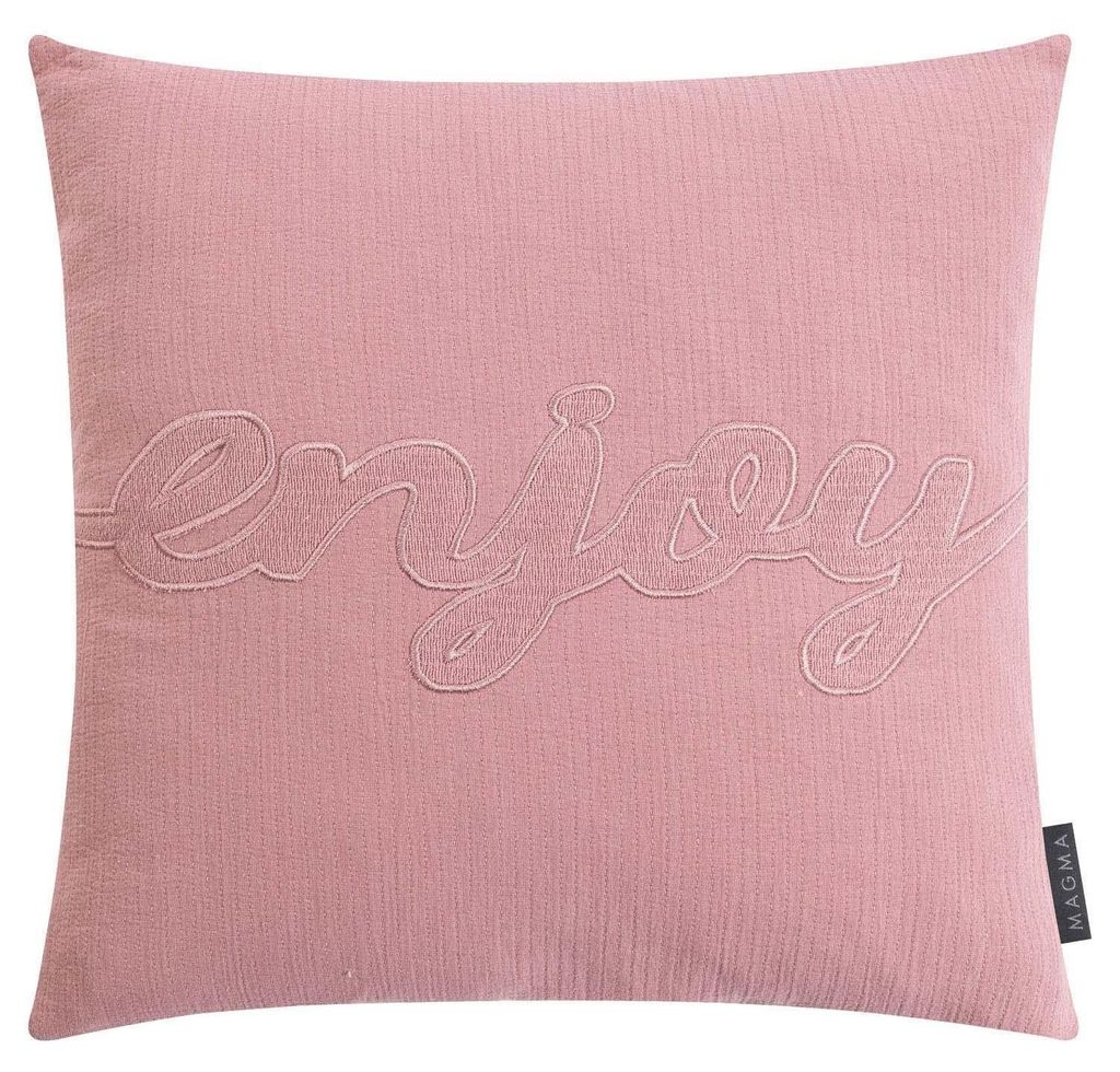 Kissenhülle - 45 x 45 cm - Rosa - Baumwolle - mit Schriftzug