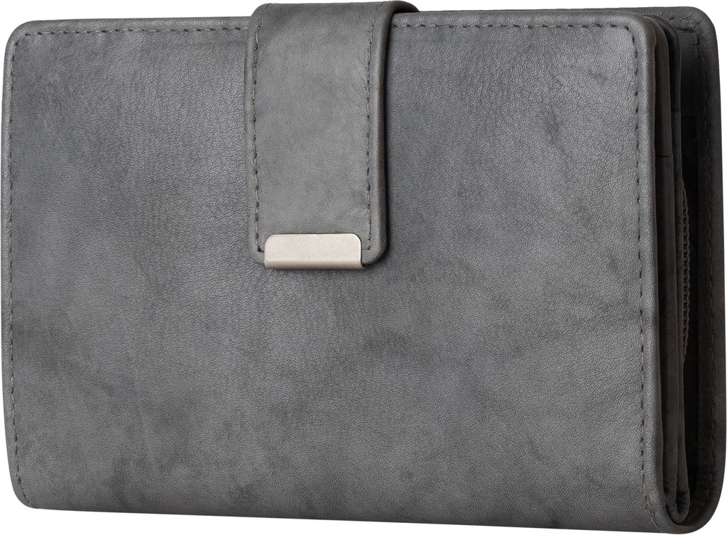 Money Maker RFID Damen Geldbörse Portemonnaie Geldbeutel Damenbörse Leder Grau