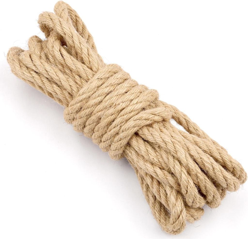 Hanfseil, Juteseil 10 mm 10 m, Natur Tau Seil Kordel, Juteschnur Bastelschnur für Garten, DIY Kunsthandwerk und Dekoration 10mm*5m