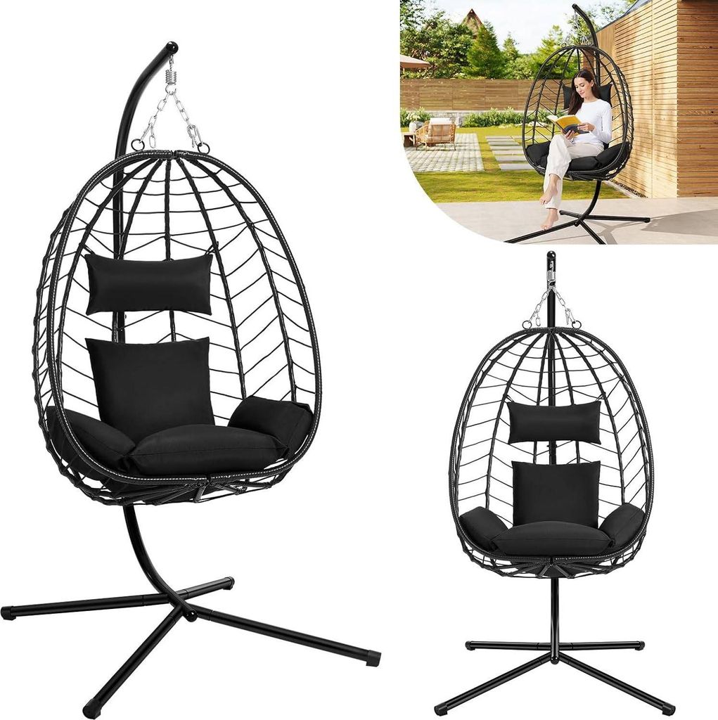 EUGAD Hängesessell mit Gestell Outdoor und Indoor, 150 kg Produktbild 