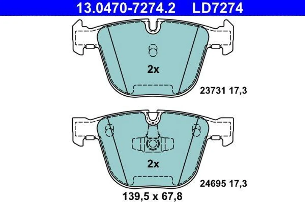Remplacement Plaquettes de Frein BMW 5 F07 et 7 F01 ATE 13.0470-7274.2