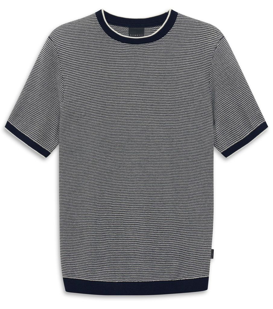 Bugatti Herren Strick T-Shirt gestreift Kurzarm