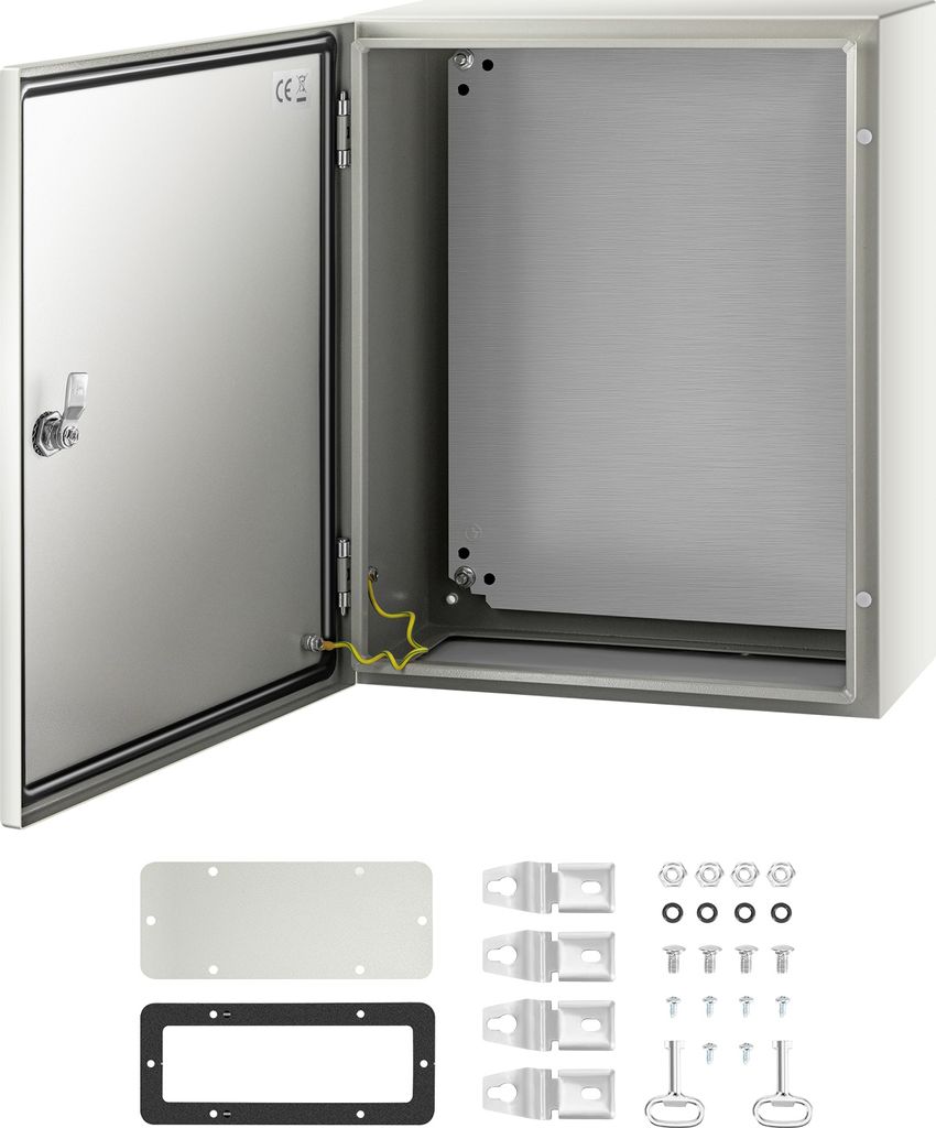 SucceBuy NEMA-Stahlgehäuse, 20 x 16 x 8 Zoll, IP66 wasserdicht, staubdichter Außen-/Innen-Schaltkasten, NEMA 4X-, Stahlmaterial, Farbe Grau, mit ...