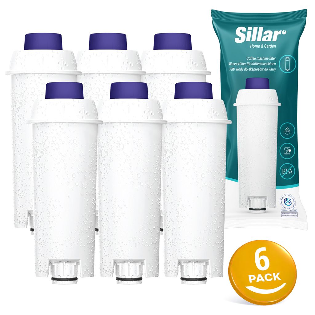 Sillar 6× Wasserfilter kompatibel mit De’Longhi Kaffeevollautomaten – Ersatzfilter für DLS-C002 / SER3017