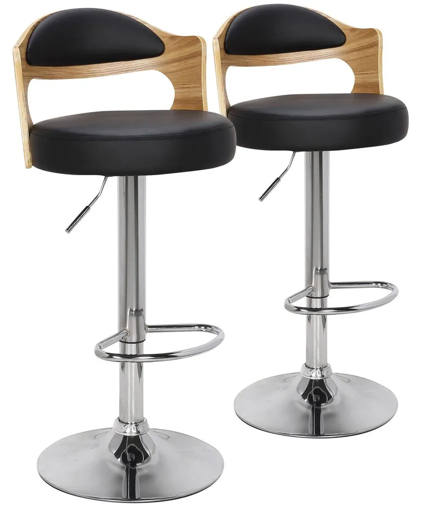 Chaises de bar en chêne clair Ruben Menzzo assise bois et métal