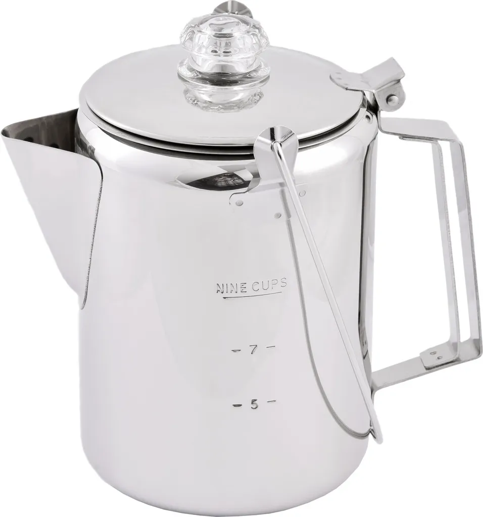 Cafetière inox 9 tasses avec filtre permanent et poignée anti-chaleur noir