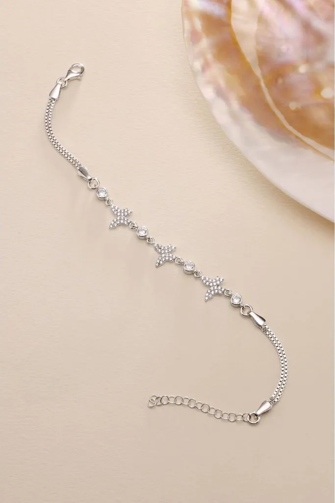 Bracelet papillon argent 925 et trois oxydes de zirconium brillants - 3