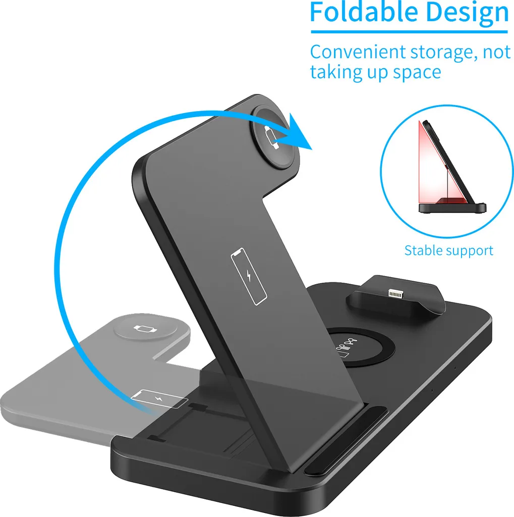 Station de charge rapide 4 en 1 compacte avec support noir - 5