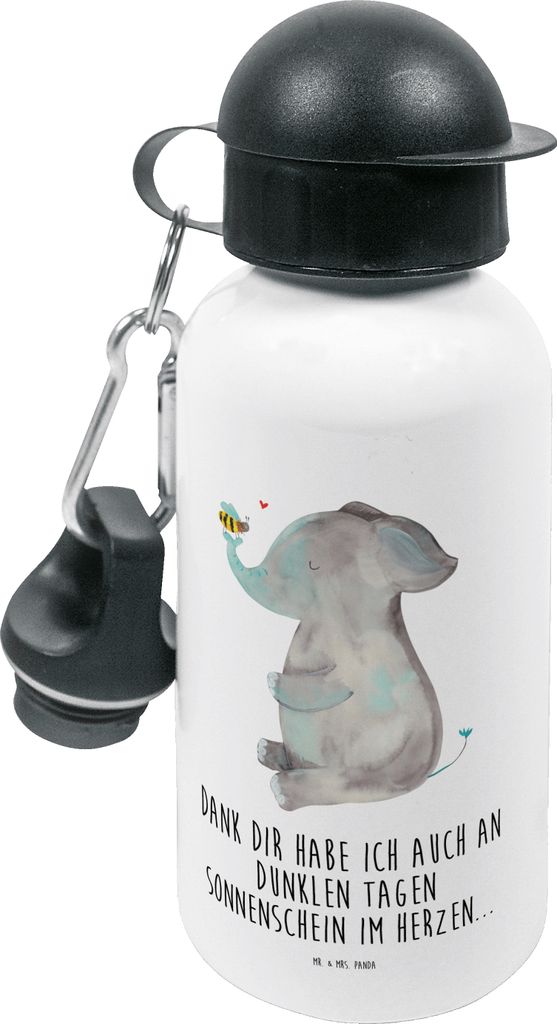 Mr. & Mrs. Panda Wasserflasche Elefant Biene - Weiß - Geschenk, Liebe, Lustige Sprüche, Trinkflasche Kinder, Kindergarten, Jahrestag, Hochzeitsge...