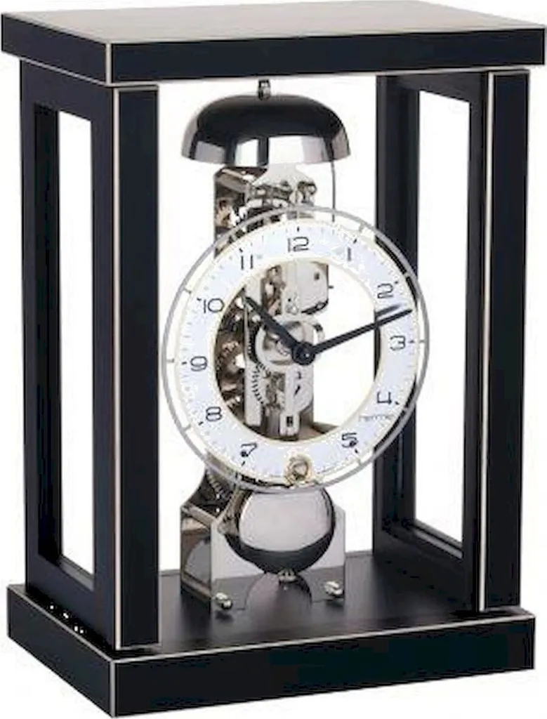 Horloge de table mécanique noire Hermle : autonomie de marche 14 jours