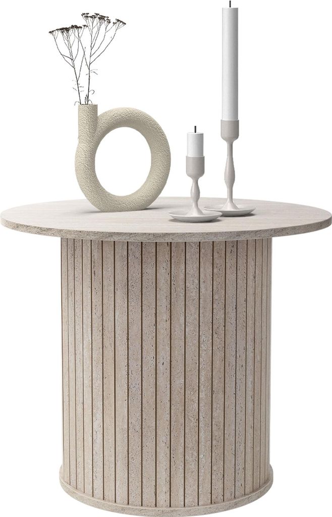 ML-Design Couchtisch rund Ø60x50 cm Stein-Optik Beige Produktbild 