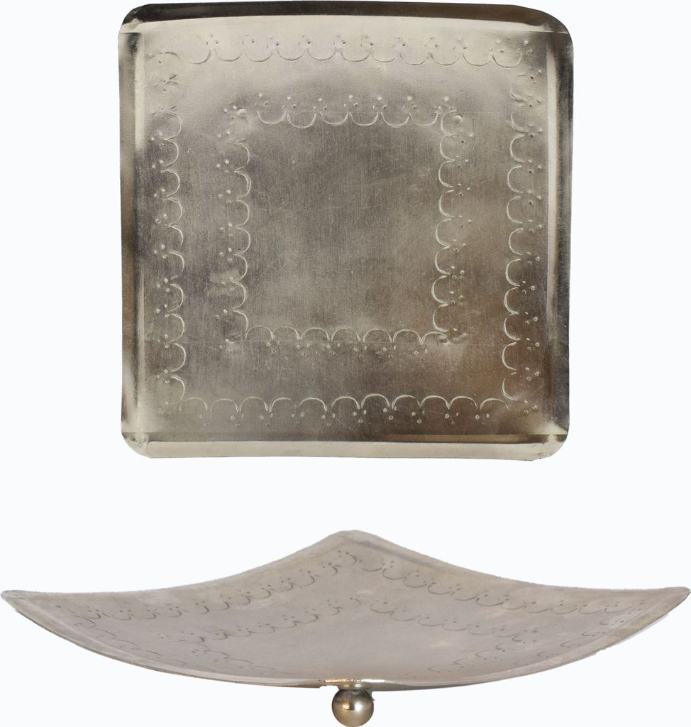 Orientalischer Kerzenständer Kerzenhalter Silber Jaini Eckig 17cm Groß | Marokkanischer Metall Kerzenleuchter für Taufe, Kommunion, Hochzeit ode...