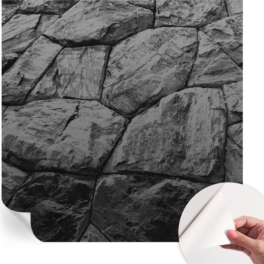 Selbstklebende Wandtapete - Dekorative Tapete für Wohnzimmer - Klebefolie für Wandbilder - Tapetenfolie für Wanddekoration - 250x250 cm - Steint...