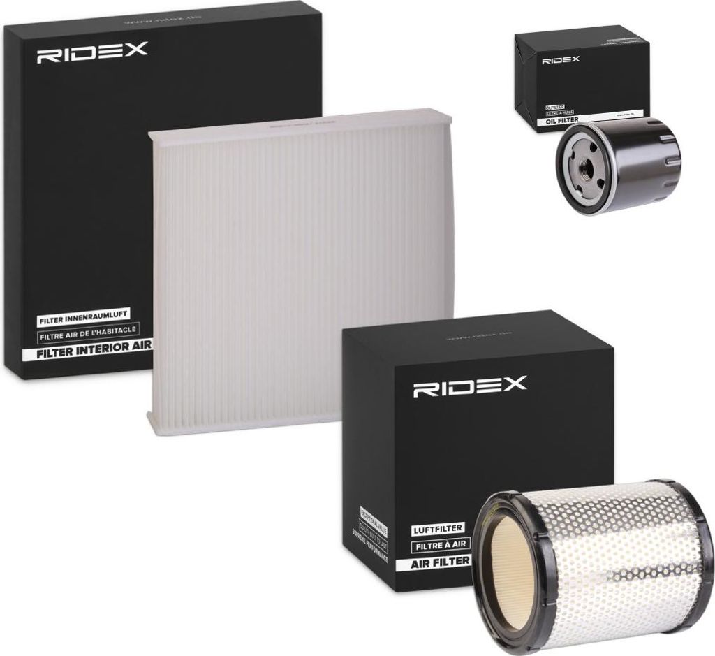 RIDEX Filterset Inspektionspaket Filtersatz für OPEL Corsa C Schrägheck (X01) für RENAULT Scénic III (JZ0/1) passend für PEUGEOT PARTNER Combi...