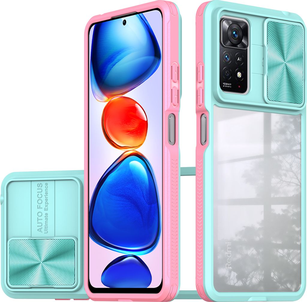 Redmi Note 11 Pro Hülle, TPU Bumper mit mit Schiebe Kamera Schutz Klar Schutzhülle für Xiaomi Redmi Note 11 Pro 5G/4G Hellblau