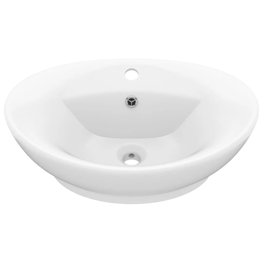 Lavabo moderne pour rénovation de salle de bain ovale blanc mat 59cm
