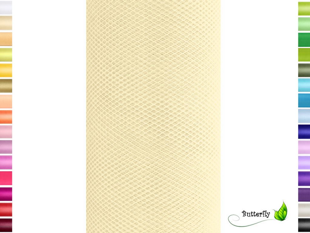 9m Rolle Tüll 15cm, Farbauswahl:creme / hellcreme 820 Produktbild 