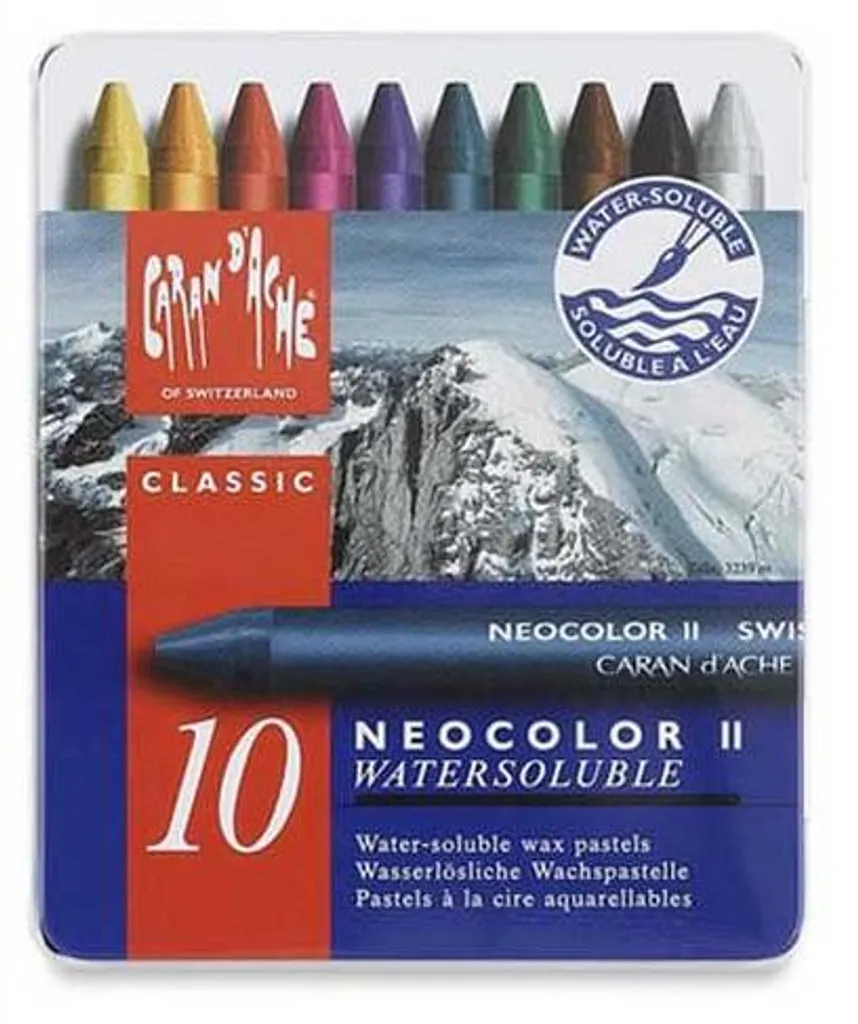 Caran D'Ache Neocolor I – Crayons De Cire, Lot De 10 – Couleurs Variées, Format 10 Cm X 8 Mm