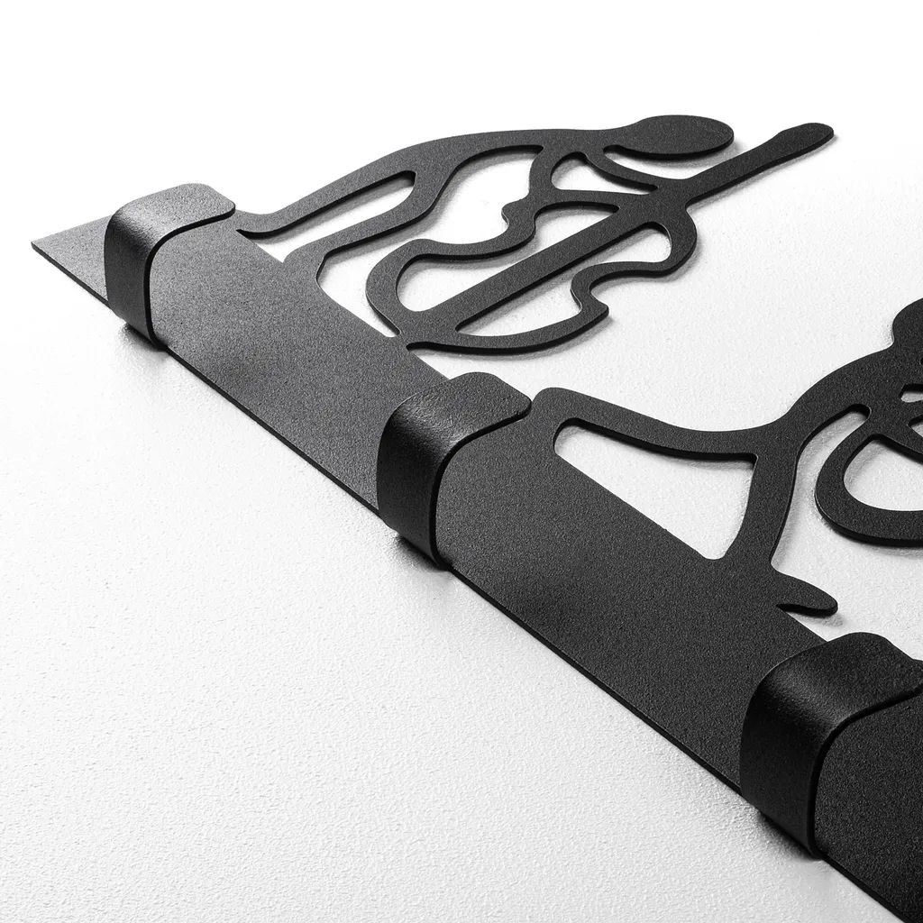 Patère Murale Design Musique en Métal Noir Wallity 60 cm pour Entrée