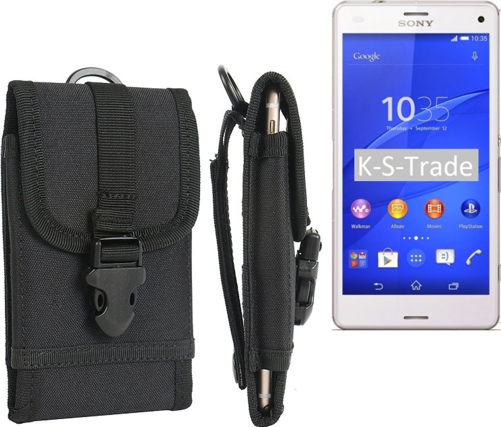 K-S-Trade Handyhülle kompatibel mit Sony Xperia Z3 Compact Gürteltasche Holster Handytasche Gürtel Tasche Schutzhülle Robuste Handy Schutz Hülle