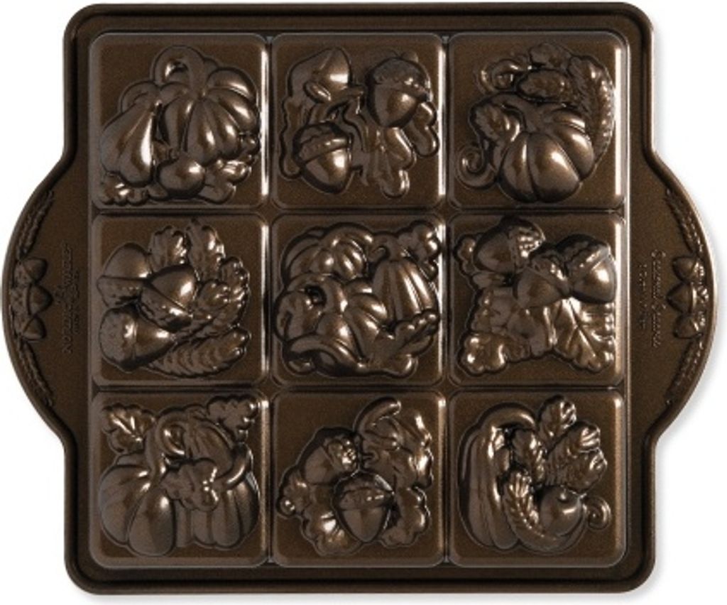 Backform "Seasonal Squares Pan" - Nordic Ware | Fall Harvest Bronze