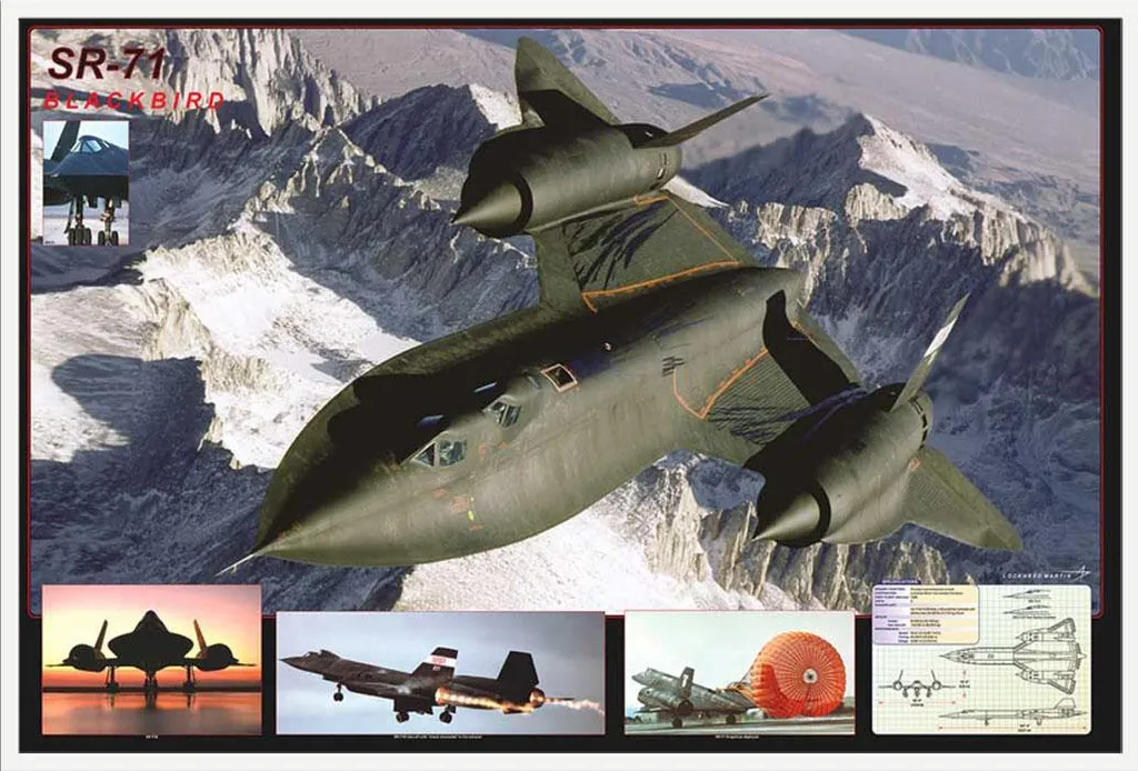 Affiche Avion SR-71 Blackbird avec Cadre Prêt à Suspendre Shinsuke®