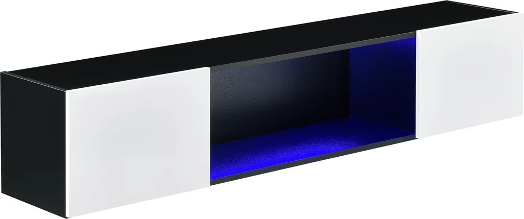 Étagère suspendue 150x30x30 cm LED Noir et Blanc en.casa pour salon