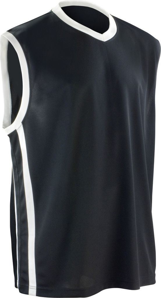 Spiro Herren Basketball Sport-Top, ärmellos RW4778 (XS) (Schwarz/Weiß)