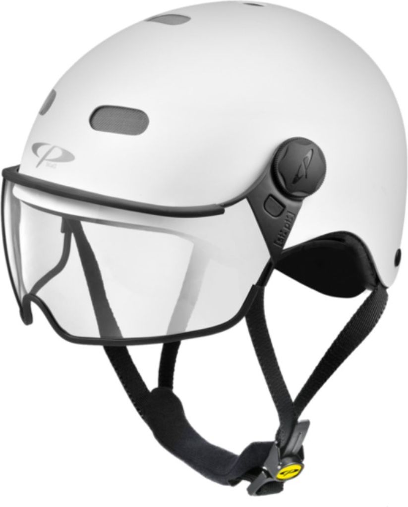 CP Carachillo Urban Fahrradhelm mit Visier (clear) Gr. L (58-60 cm) - Radhelm Bikehelm Schutzhelm Fahrrad Bike Helm Unisex white soft touch