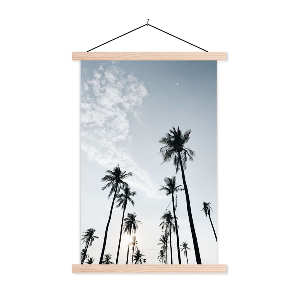 MuchoWow Textilposter Palmen - Sommer - Tropisch 120x180 cm mit holzfarbenen Rahmen - Textil-Plakat