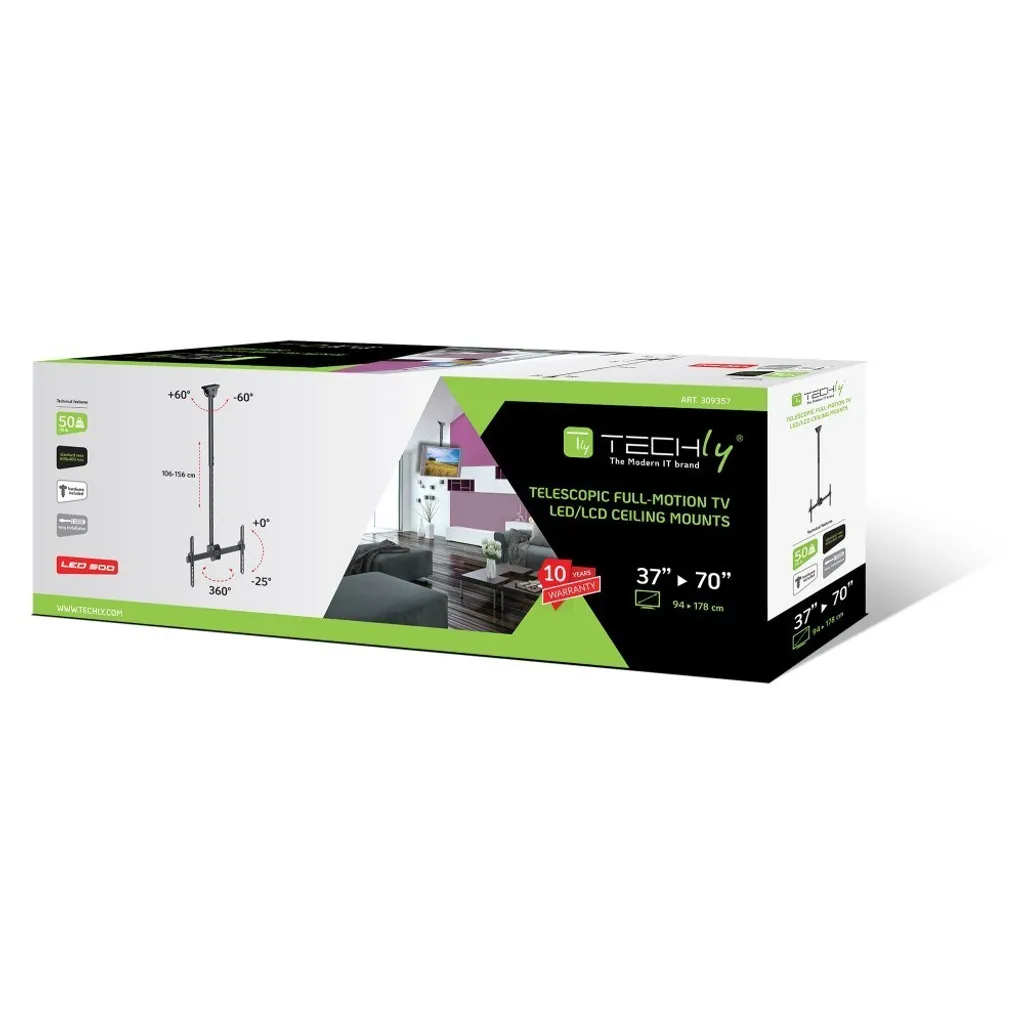 Support Plafond TV Télescopique à Bras Long pour Écran LCD et LED - 2