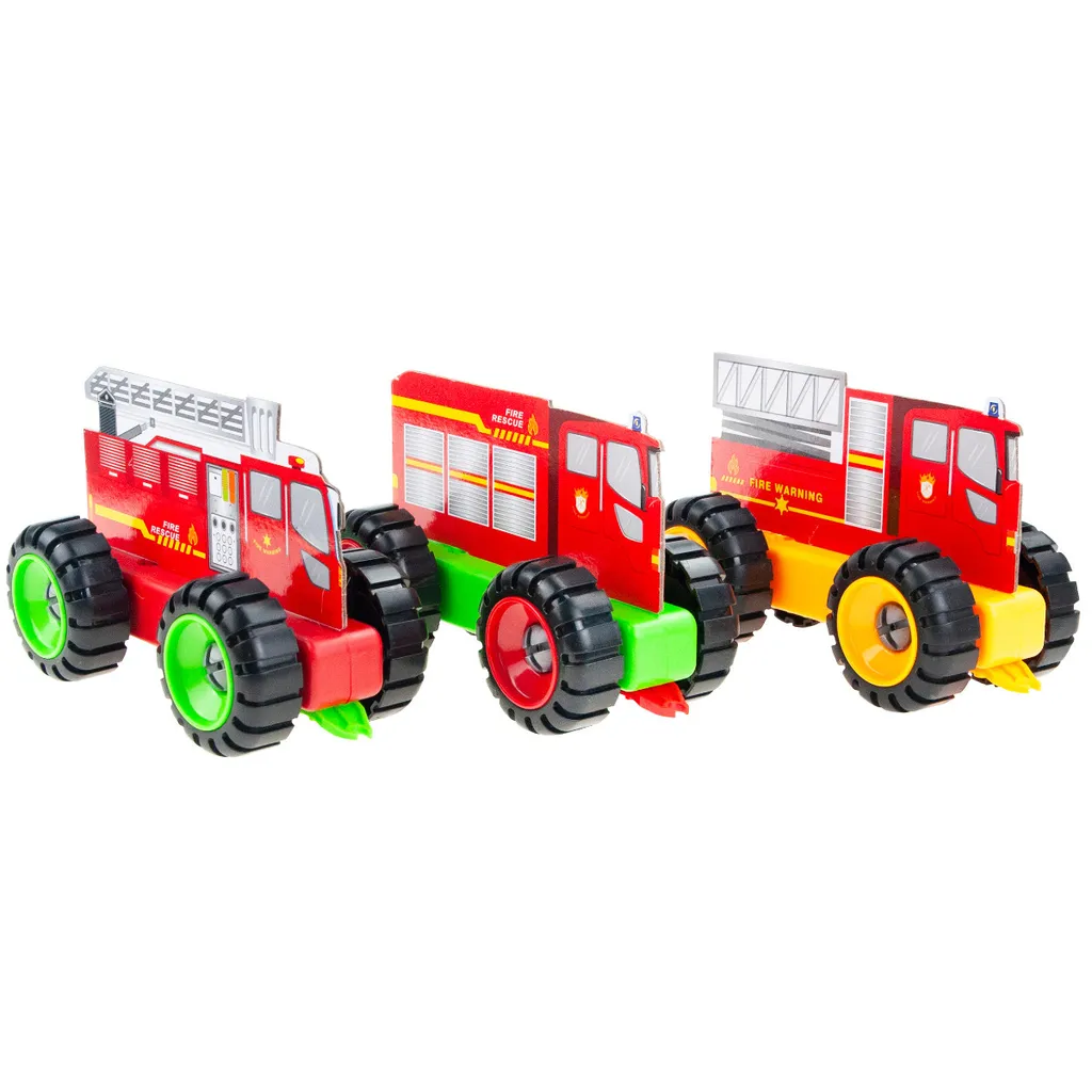 Kit Construction 3 Camions de Pompiers Modulaires 68 Éléments - 3