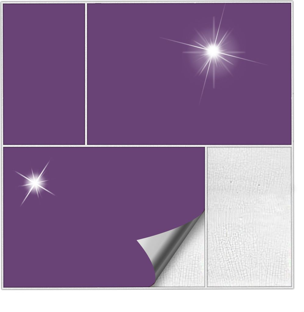 Kiwistar Fliesenaufkleber Violett Glänzend - 5 x 25 cm - 25 Stück - Klebefliesen Fliesenmuster Stickerfliesen Wandfliesen überkleben
