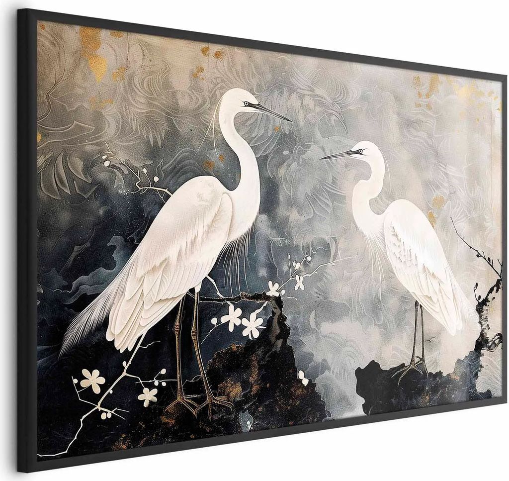 Posterpapier Poster - Herons and Cherry Blossom - oriental-style illustration depicting birds 42x29.7 cm Tiere g-H-10115-ao-a