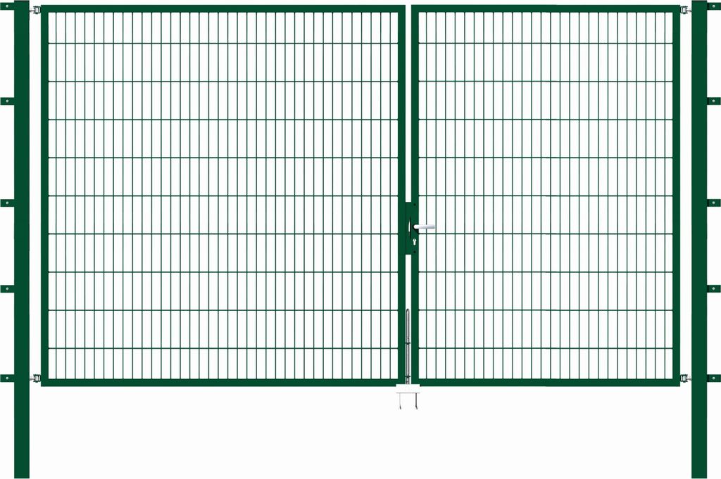 Alberts Doppeltor Flexo mit Zubehör, zum Einbetonieren, grün, Breite 350 cm, Höhe 200 cm