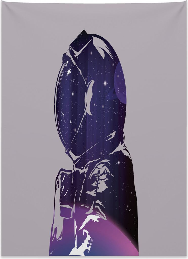 Abakuhaus Nebel Wandteppich, Astronaut Space Outer aus Weiches Mikrofaser Stoff Kein Verblassen Klare Farben Waschbar, 110 x 150 cm, Lila Rosa
