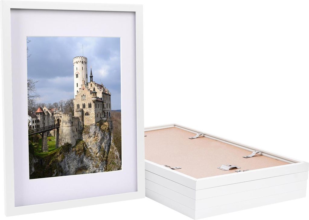 Nicola Spring Bilderrahmen mit A4-Passepartout – A3 (12" x 17") – Weiß/Weiß – 5er-Pack